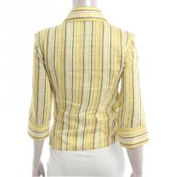Pre Owned Valentino Yellow Striped Front Knot Top S