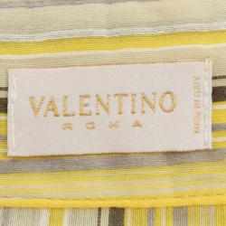 Pre Owned Valentino Yellow Striped Front Knot Top S