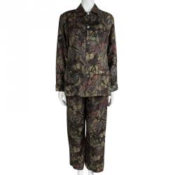 Pre Owned Valentino Multicolor Butterfly Printed Silk Pyjama Set M