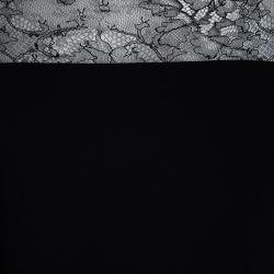 Pre Owned Valentino Black Lace Trim Floral Applique Detail Long Sleeve Dress M
