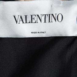 Pre Owned Valentino Black Beaded Yoke Detail Short Sleeve Dress S