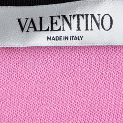 Pre Owned Valentino Pink Knit Scallop Lace Applique Detail Top XL