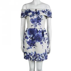Pre Owned Valentino Floral Jacquard Off-Shoulder Dress M