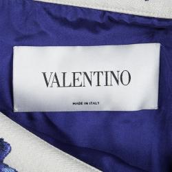 Pre Owned Valentino Floral Jacquard Off-Shoulder Dress M