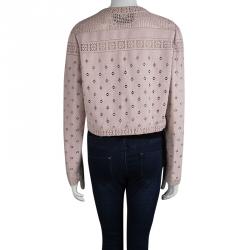 Pre Owned Valentino Pastel Pink Cut Out Detail Cropped Jacket L
