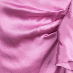Pre Owned Valentino Hot Pink Silk Draped Maxi Skirt S