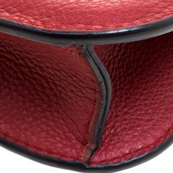 Pre Owned Valentino Red Leather Rockstud Lock Flap Crossbody Bag