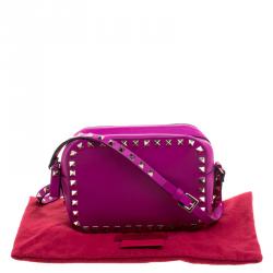 Pre Owned Valentino Purple Leather Rockstud Camera Shoulder Bag