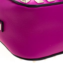 Pre Owned Valentino Purple Leather Rockstud Camera Shoulder Bag