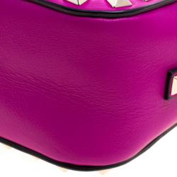 Pre Owned Valentino Purple Leather Rockstud Camera Shoulder Bag