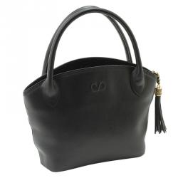 Pre Owned Valentino Black Leather Vintage Satchel Bag