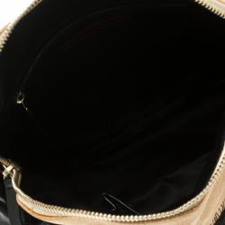 Pre Owned Valentino Beige/Black Canvas and Lace Bow Dome Satchel