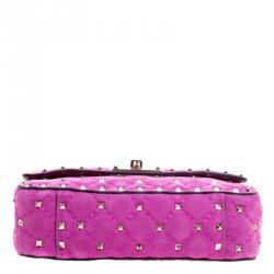 Pre Owned Valentino Pink Velvet Rockstud Shoulder Bag