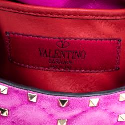 Pre Owned Valentino Pink Velvet Rockstud Shoulder Bag