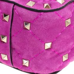 Pre Owned Valentino Pink Velvet Rockstud Shoulder Bag
