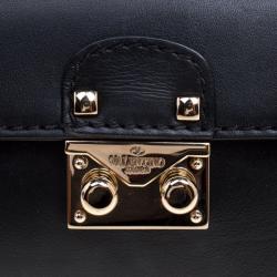 Pre Owned Valentino Black Leather Rockstud Clutch Bag