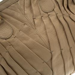 Pre Owned Valentino Beige Leather Maison Pintucked Tote