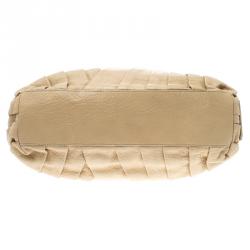 Pre Owned Valentino Beige Leather Maison Pintucked Tote