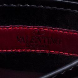 Pre Owned Valentino Black Leather Wristlet Bracelet Clutch