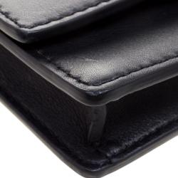 Pre Owned Valentino Black Leather Wristlet Bracelet Clutch