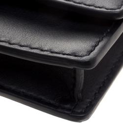 Pre Owned Valentino Black Leather Wristlet Bracelet Clutch