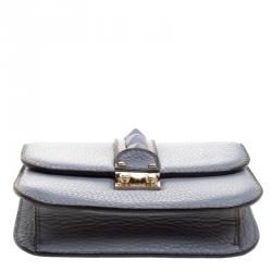 Pre Owned Valentino Stone Blue Leather Rockstud Small Glam Lock Shoulder Bag