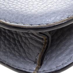 Pre Owned Valentino Stone Blue Leather Rockstud Small Glam Lock Shoulder Bag