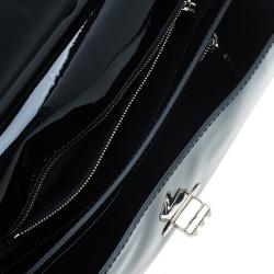 مملوكة مسبقًا Valentino Black Patent Leather RockStud Frame Top Handle Tote