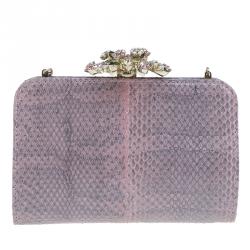 مملوكة مسبقًا Valentino Purple Python Chain Shoulder Bag