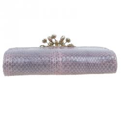 مملوكة مسبقًا Valentino Purple Python Chain Shoulder Bag