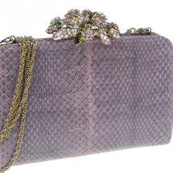 مملوكة مسبقًا Valentino Purple Python Chain Shoulder Bag