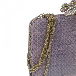 مملوكة مسبقًا Valentino Purple Python Chain Shoulder Bag