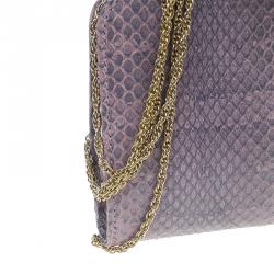 مملوكة مسبقًا Valentino Purple Python Chain Shoulder Bag