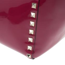 Pre Owned Valentino Pink Patent Leather Small Rockstud Shopper Tote Bag