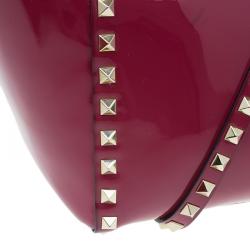 Pre Owned Valentino Pink Patent Leather Small Rockstud Shopper Tote Bag