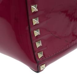 Pre Owned Valentino Pink Patent Leather Small Rockstud Shopper Tote Bag
