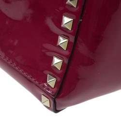 Pre Owned Valentino Pink Patent Leather Small Rockstud Shopper Tote Bag