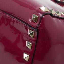 Pre Owned Valentino Pink Patent Leather Small Rockstud Shopper Tote Bag