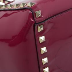 Pre Owned Valentino Pink Patent Leather Small Rockstud Shopper Tote Bag