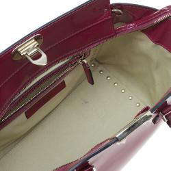 Pre Owned Valentino Pink Patent Leather Small Rockstud Shopper Tote Bag