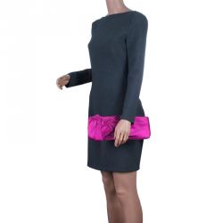 Pre Owned Valentino Pink Satin Bow Evening clutch