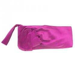 Pre Owned Valentino Pink Satin Bow Evening clutch