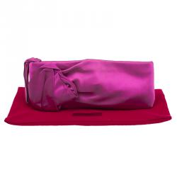 Pre Owned Valentino Pink Satin Bow Evening clutch