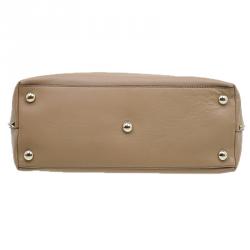 Pre Owned Valentino Beige Leather Rockstud Dome Double Handle Bag