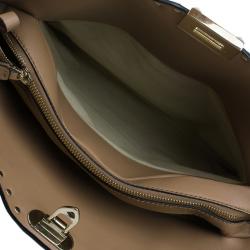 Pre Owned Valentino Beige Leather Rockstud Dome Double Handle Bag