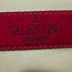 Pre Owned Valentino Beige Leather Rockstud Dome Double Handle Bag