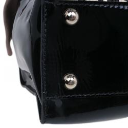 Pre Owned Valentino Black Leopard Print Raffia Patent Leather Aphrodite Bow Top Handle Bag