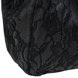 Pre Owned Valentino Black All Lace Medium Nuage Bow Hobo