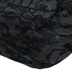 Pre Owned Valentino Black All Lace Medium Nuage Bow Hobo