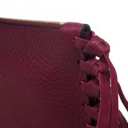 Pre Owned Valentino Red Leather C Rockee Gryphon Fringe Clutch